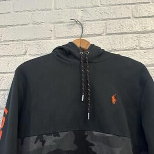 Polo Ralph Lauren Hoodie Medium Men Camouflage Sweatshirt Jumper Camo Black